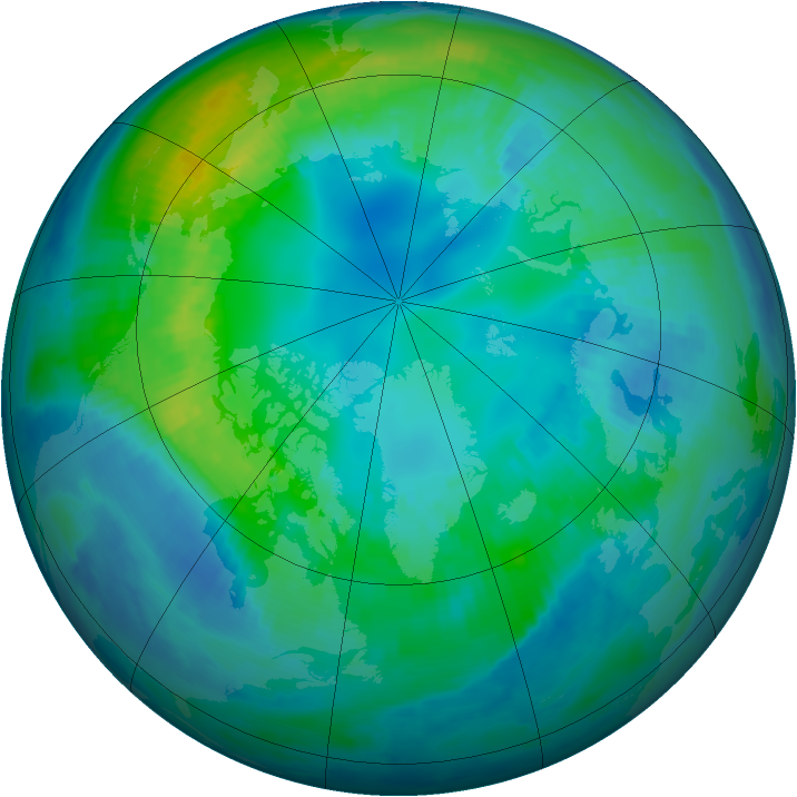Arctic ozone map for 24 October 2000